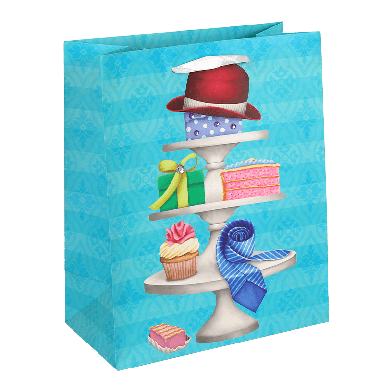 Customized Printed Blue Happy Father's Day Best Dad Paper Gift Bag