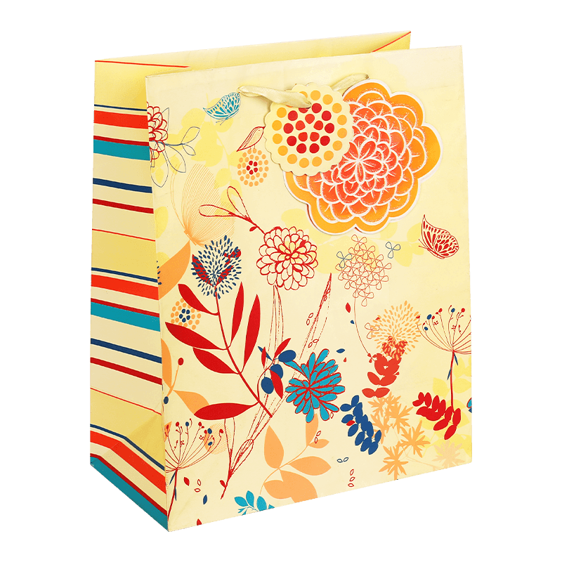 Custom Printed Butterfly Flower Paper Gift Wrapping Bag For Mom