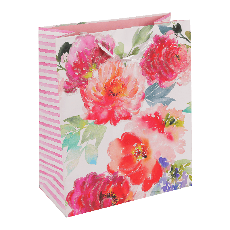 Customized Classy Floral Printed Paper Mother's Day Shopping Gift Bag