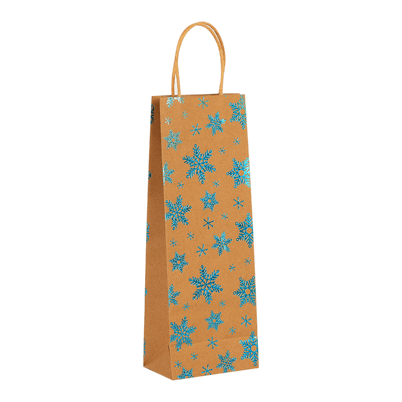 High Quality Printed Christmas Wine Kraft Paper Gift Bag With Handle