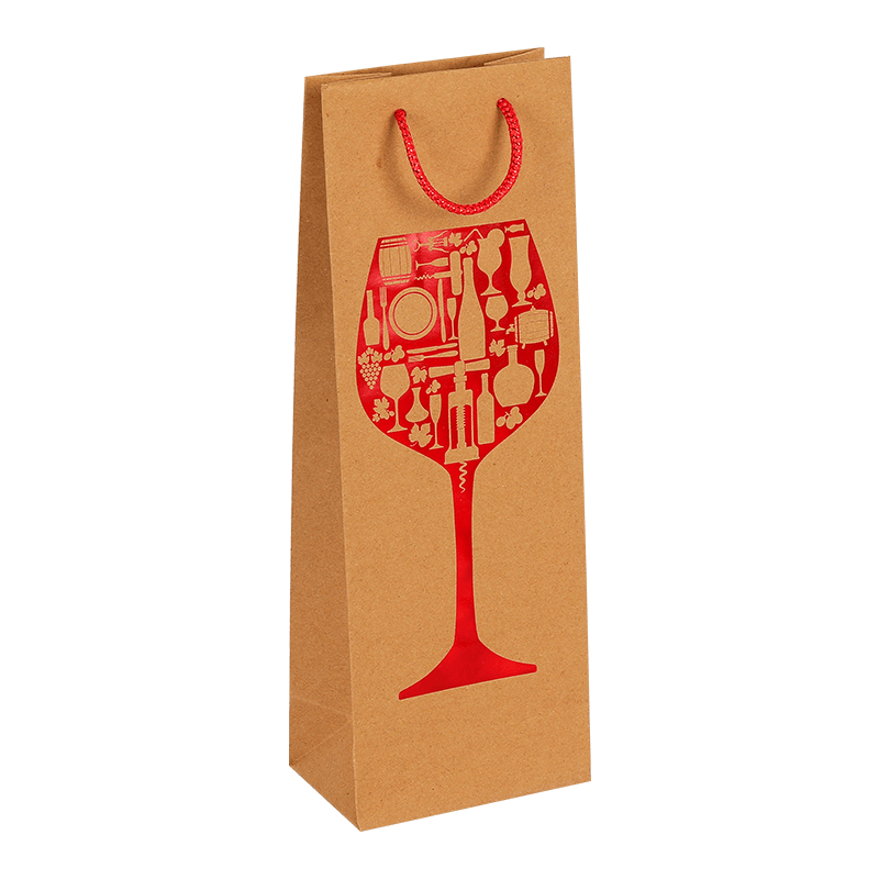Wholesale Custom Printed Wine Bottle Kraft Paper Gift Bag