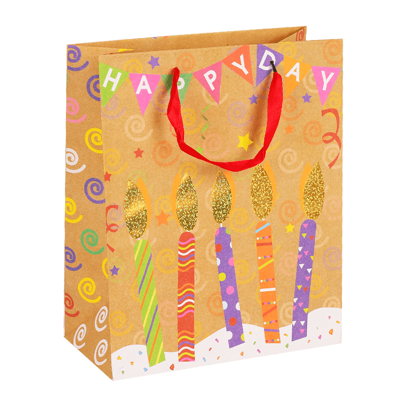 Customized Printing Birthday Theme Kraft Paper Party Gift Favor Bag