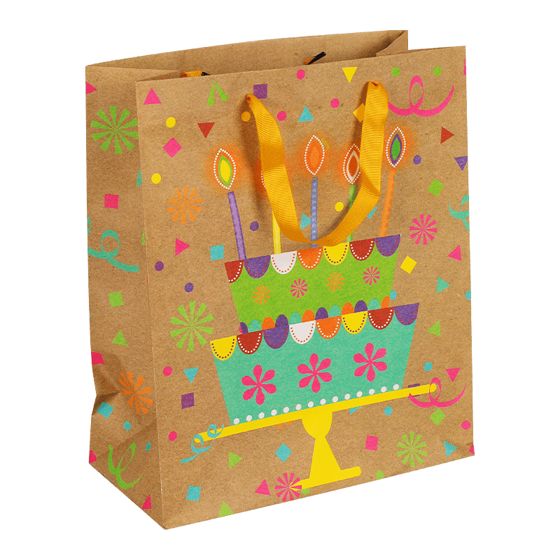 Eco-Friendly Birthday Cake Printed Kraft Paper Party Favor Bag