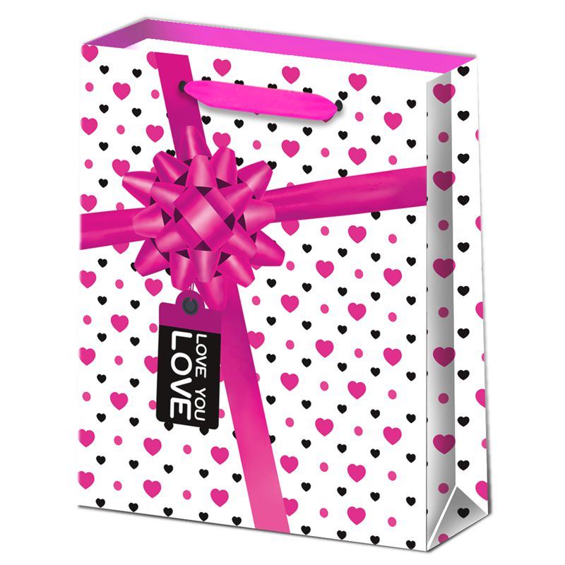 Factory Printed Love Themed Shopping Gift Bag With Tag