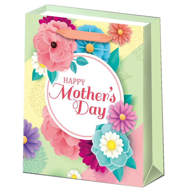 Exquisite Printed Mother's Day Floral Pattern Shopping Paper Gift Bag 