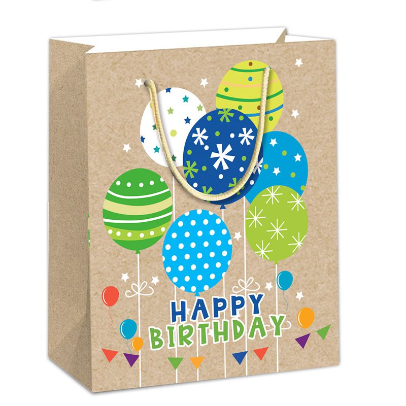 Printed Happy Birthday Themed Kraft Paper Party Gift Treat Bag
