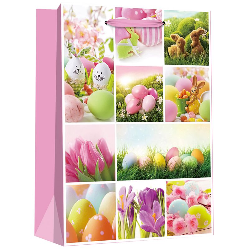 Printed Colorful Easter Eggs Shopping Gift Paper Treat Bags