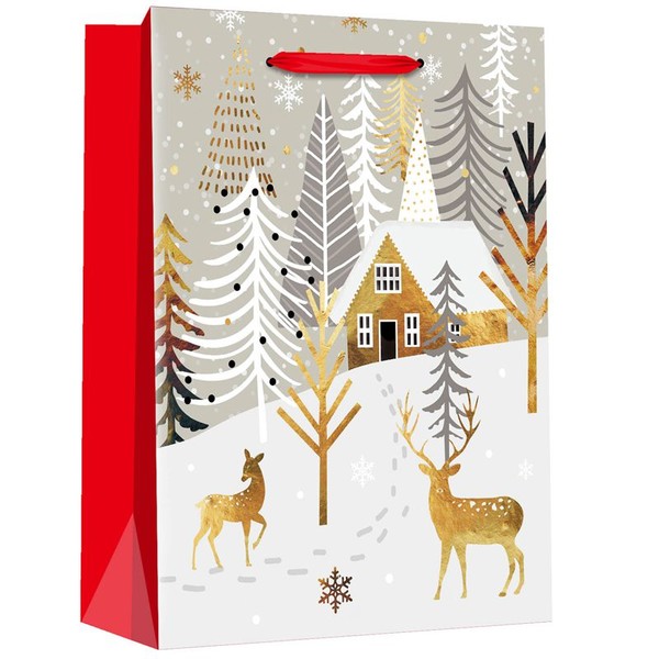Manufacturer Printed Christmas Reindeer Kraft Paper Bags