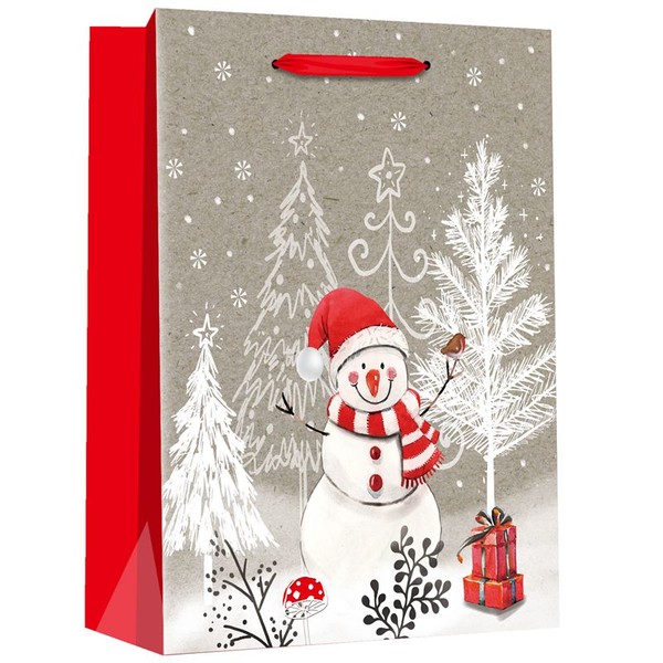 Customizing Printed Christmas Snowman White Shopping Paper Gift Souvenir Bag