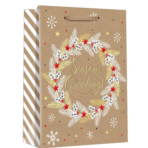 OEM Printed Christmas Wreaths Craft Paper Bags