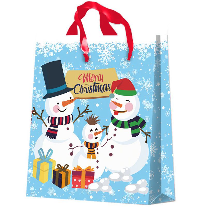 Printed Snowman Coloured Christmas Paper Bags