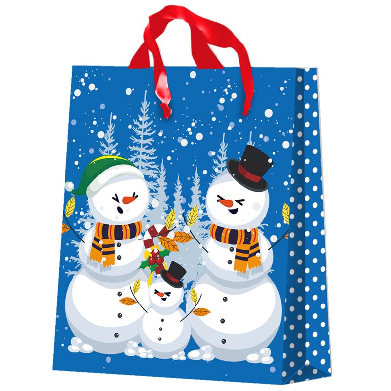 Printed Snowman Coloured Christmas Paper Bags