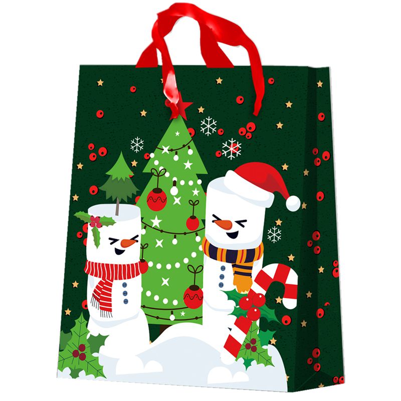 Printed Snowman Coloured Christmas Paper Bags