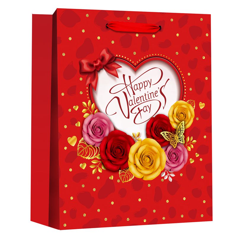 Customizable Printed Valentine's Day Themed Shopping Gift Paper Bags