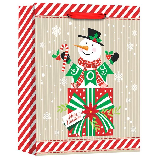 OEM Printed Merry Christmas Kraft Paper Gift Bags