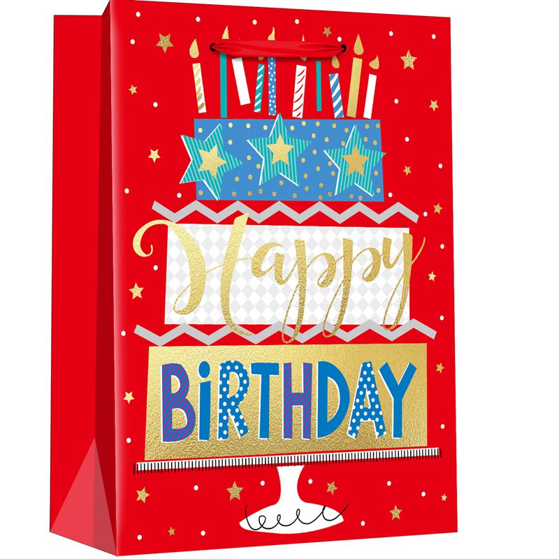 Printed Festive Candles Happy Birthday Gift Bags